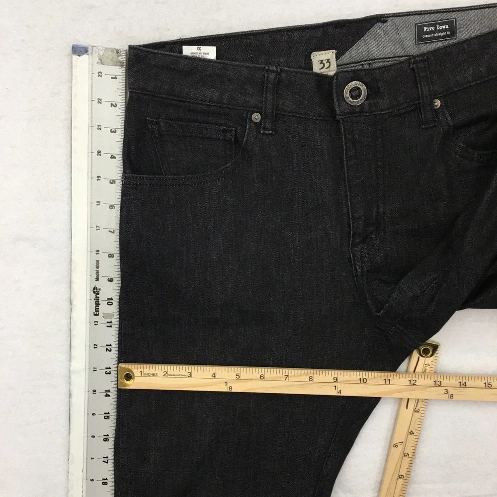 Volcom Five Down Jeans Mens 33 Black Classic Straight Fit Denim Skateboarding